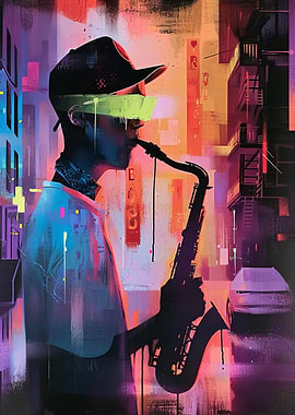 Saxophone Player in Urban Setting