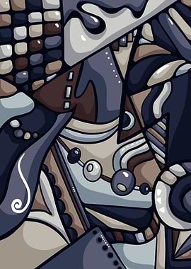 Abstract Geometric Shapes in Blue Tones