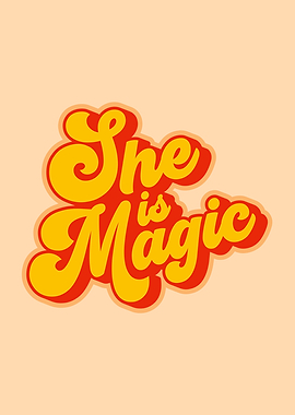 She is Magic Retro Text Art