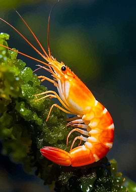 Orange Shrimp on Green Algae