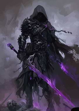 Dark Knight with Purple Swords