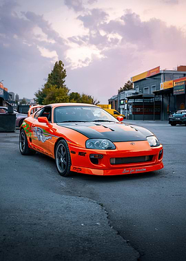 Orange Toyota Supra Car