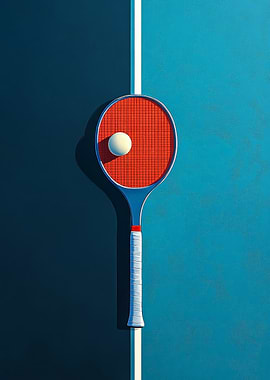 Tennis Racket and Ball Still Life