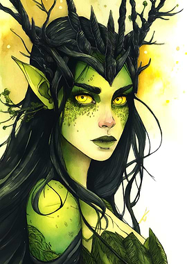 Green Elf Woman with Tree Crown