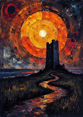 Tower Under a Celestial Body Painting