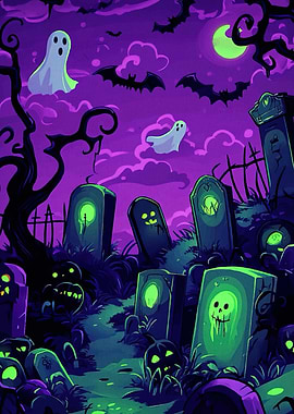 Spooky Halloween Graveyard