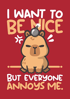 Annoyed Capybara with Bomb Cartoon