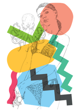 Abstract Portrait with Geometric Shapes