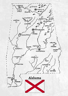 Hand Drawn Map of Alabama