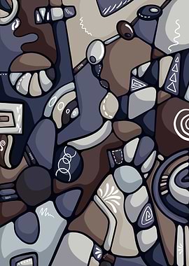 Abstract Shapes in Brown and Blue