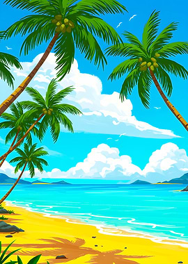 Tropical Beach Pixel Art