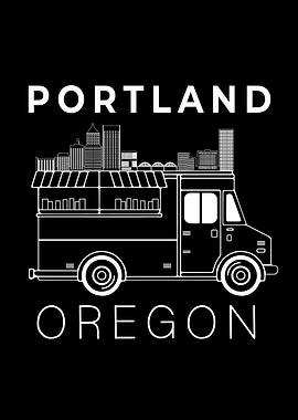 Portland Oregon Food Truck Portland Skyline Souvenir