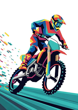 Colorful Motocross Rider Illustration