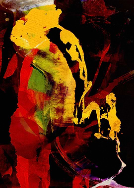 Abstract Painting with Yellow and Red