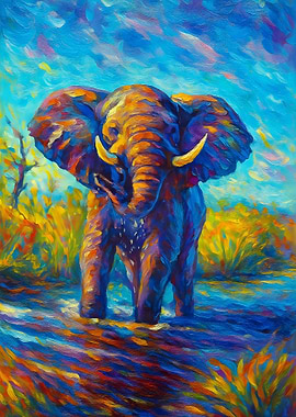 Colourful Elephant Painting
