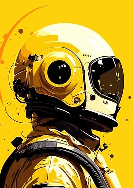 Yellow Astronaut Helmet Portrait