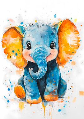 Watercolor Baby Elephant