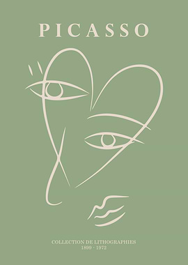 Picasso Lithograph Minimalist Face Art