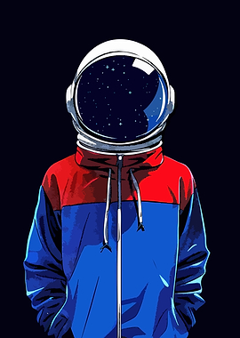 Astronaut in Hoodie with Starry Helmet