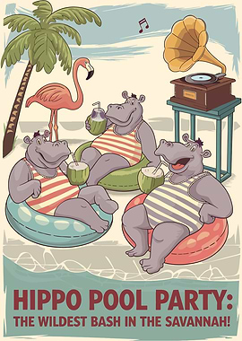 Hippo Pool Party in the Savannah