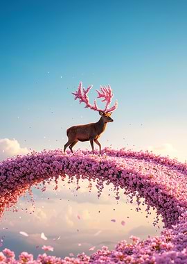 Deer with Cherry Blossom Antlers