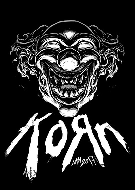Korn Clown Black and White Art