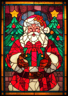 Stained Glass Santa Claus Christmas