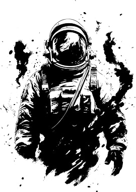 Monochrome Astronaut Ink Splatter
