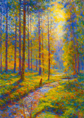 Impressionistic Forest Path