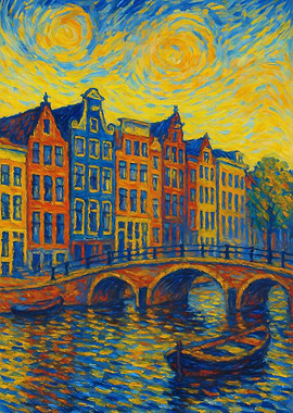 Amsterdam Canal Painting