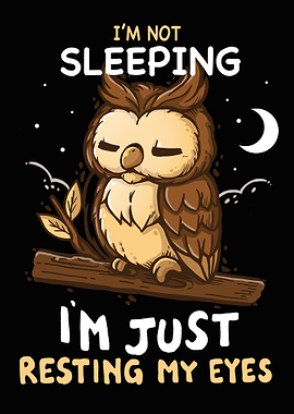 Resting Owl Cartoon Illustration