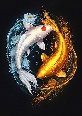 Yin Yang Koi Fish Illustration