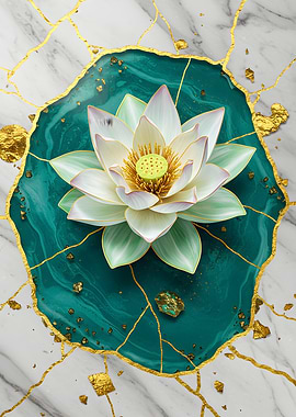 Lotus Flower on Emerald and Marble