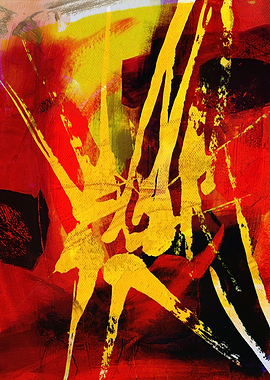 Abstract Red and Yellow Painting