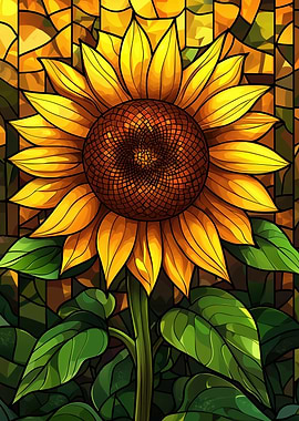Stained Glass Sunflower