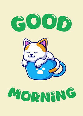 Good Morning Cat in Cup