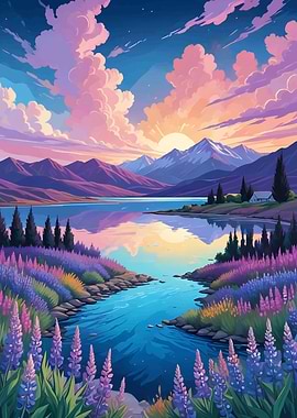 Lake Tekapo and Lupins