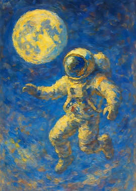 Astronaut in Space Painting