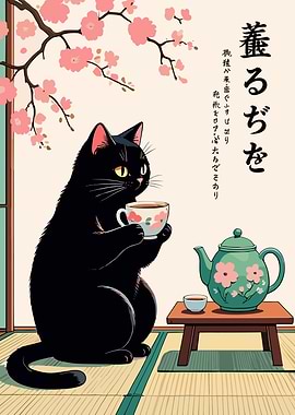 Black Cat in healing Tea Time