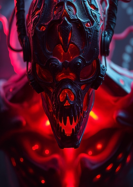 Cyberpunk Skull with Red Glow