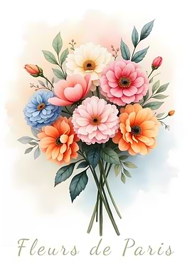 Fleurs de Paris Watercolor Floral Bouquet