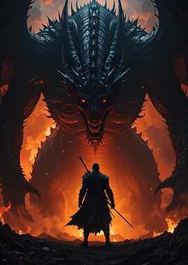Dragon Confrontation Man Monster