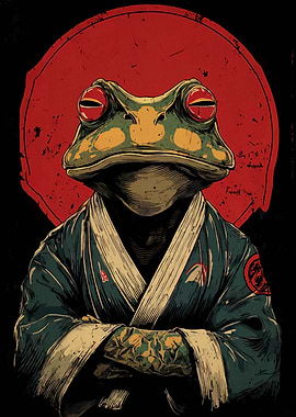 Frog Samurai with Tattoos