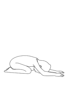 Child's Pose Yoga Minimalist Line Art