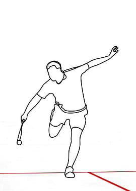Squash Player Minimalist Line Art