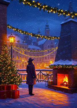 Christmas Eve in a Snowy Town