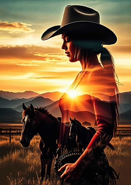 Cowgirl Sunset Landscape
