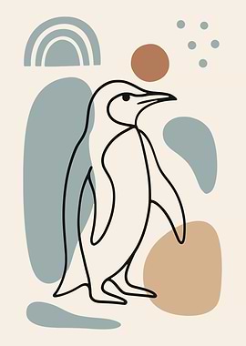 Minimalist Penguin Line Art Illustration