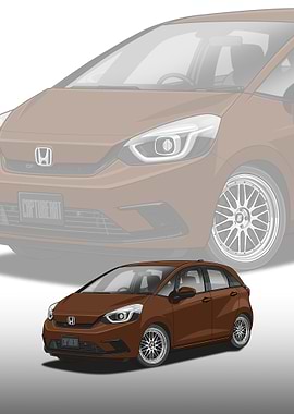 Brown Honda Fit Illustration