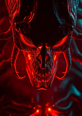 Red Glowing Demon Skull